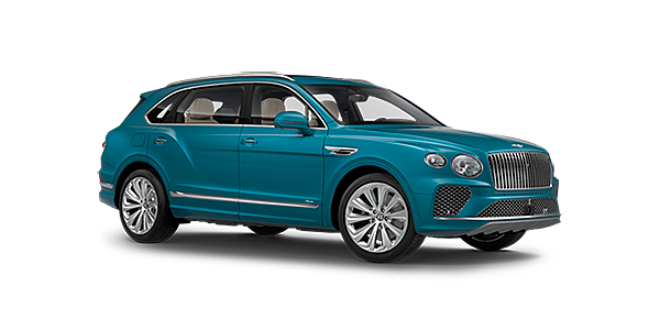 Emil Frey Exclusive Cars GmbH | Bentley München Bentley Bentayga EWB Azure front side angled view in Topaz blue coloured exterior. 