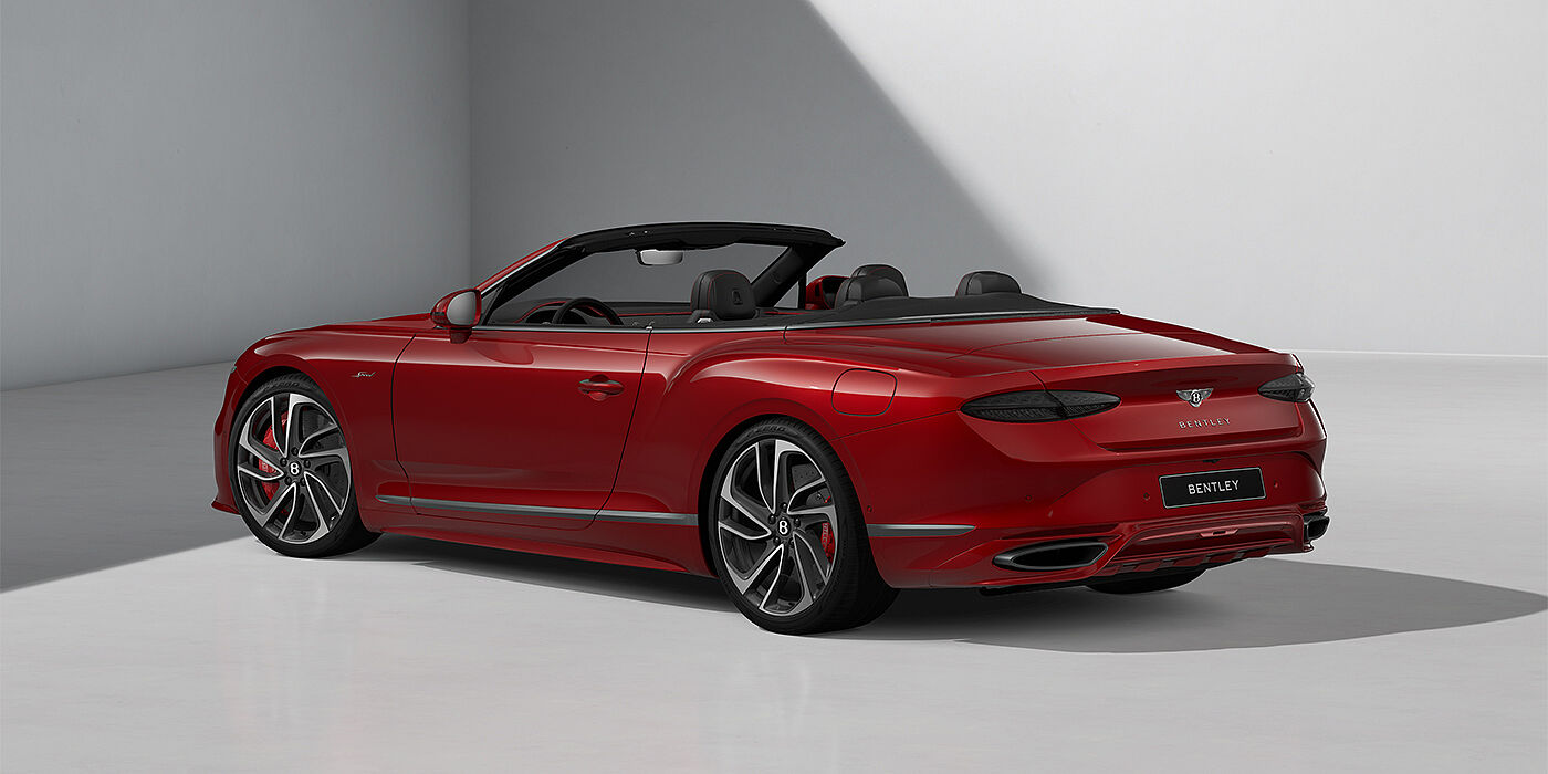 Emil Frey Exclusive Cars GmbH | Bentley München Bentley Continental GTC Speed convertible in Dragon Red paint and 22" swept spoke wheels - rear 3/4