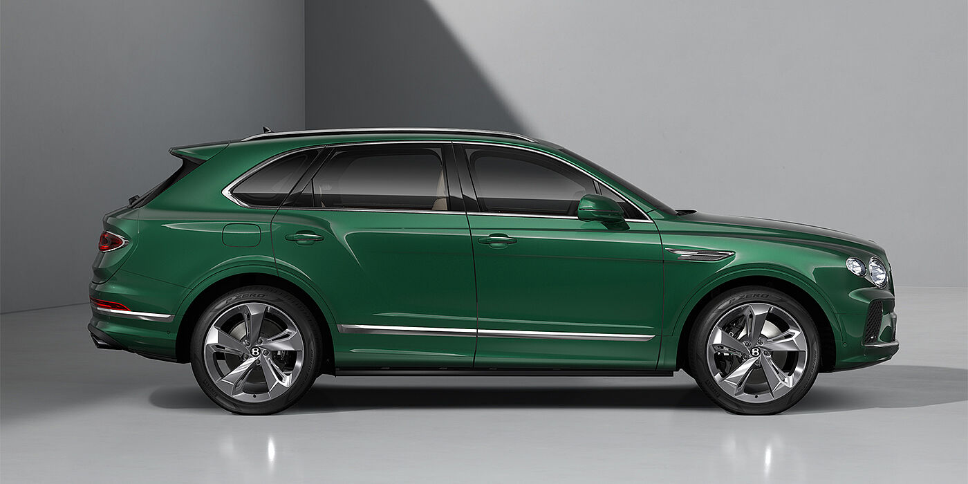 Emil Frey Exclusive Cars GmbH | Bentley München Bentley Bentayga SUV in Verdant paint and 22" Five Spoke Directional Polished wheels - profile