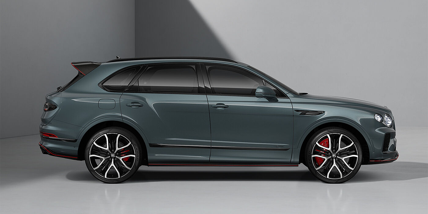 Emil Frey Exclusive Cars GmbH | Bentley München Bentley Bentayga Speed SUV in Storm Grey Satin paint and 23" Black Painted and Bright Machined Wheels - profile