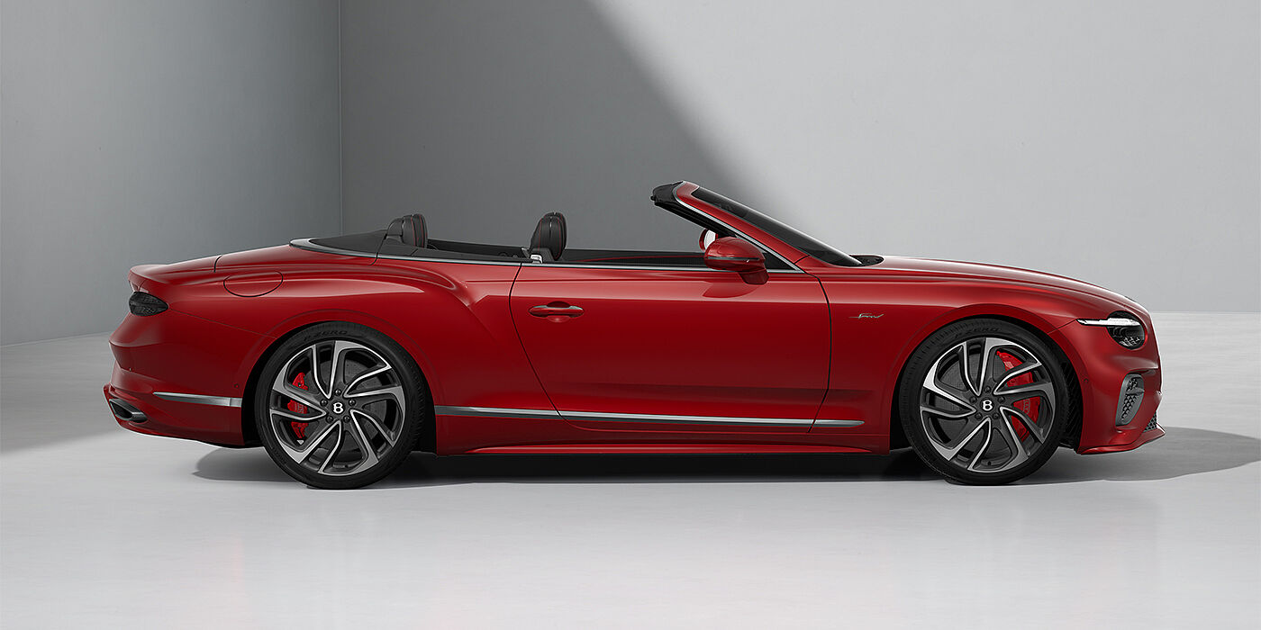 Emil Frey Exclusive Cars GmbH | Bentley München Bentley Continental GTC Speed convertible in Dragon Red paint and 22" swept spoke wheels - profile