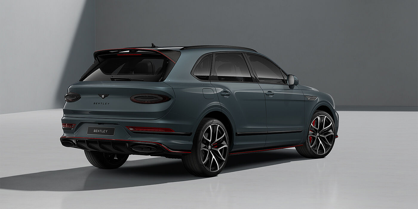 Emil Frey Exclusive Cars GmbH | Bentley München Bentley Bentayga Speed SUV in Storm Grey Satin paint and 23" Black Painted and Bright Machined Wheels - rear ¾