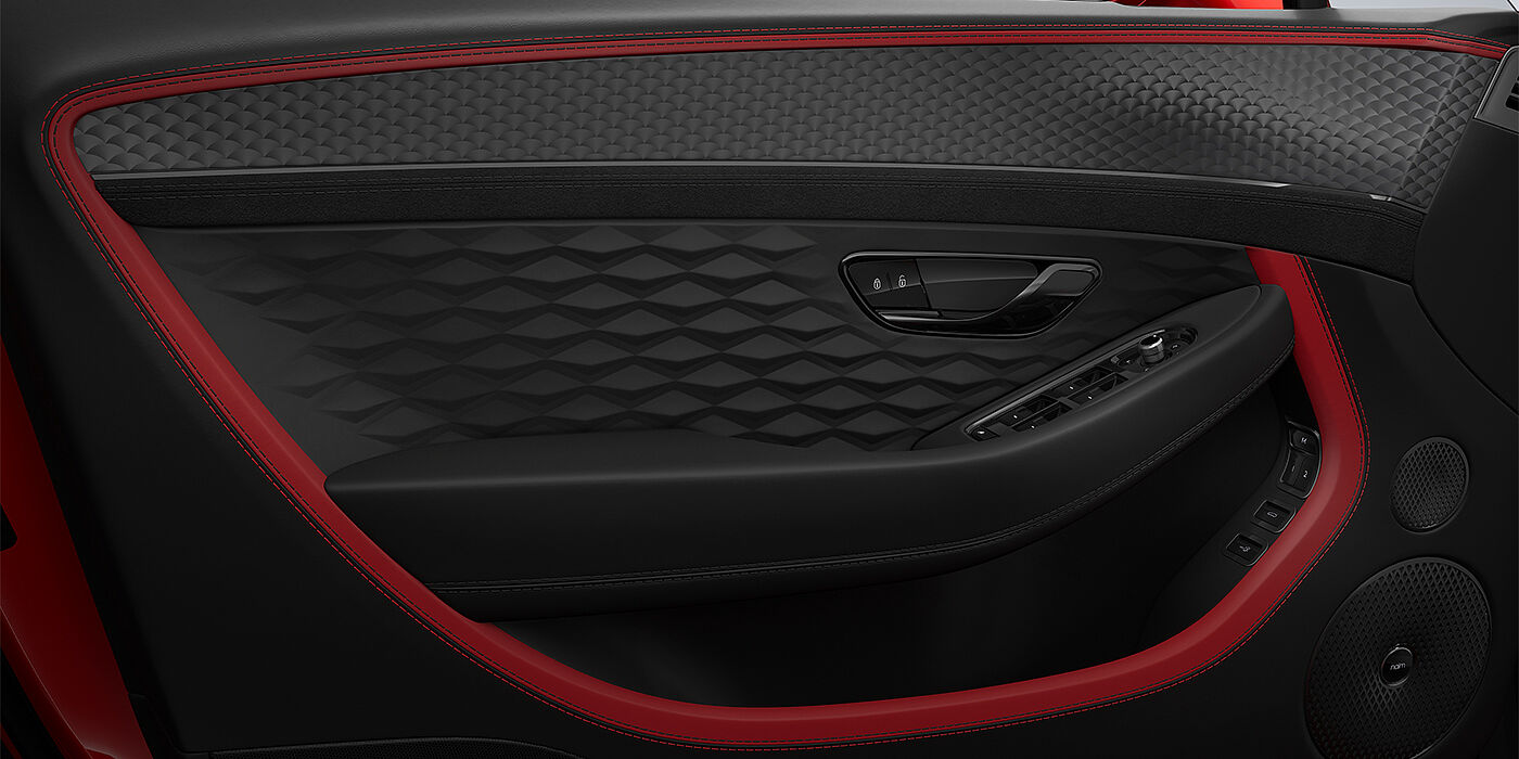Emil Frey Exclusive Cars GmbH | Bentley München Bentley Continental GTC Speed convertible door detail in Hotspur red and Beluga black hides