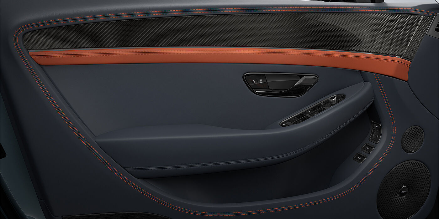 Emil Frey Exclusive Cars GmbH | Bentley München Bentley Continental GTC S convertible door interior in Newmarket Tan and Beluga black hides