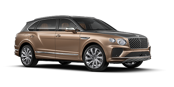 Emil Frey Exclusive Cars GmbH | Bentley München Bentley Bentayga EWB Mulliner SUV in Magnetic and Rose Gold paint and 22" Mulliner wheels – front 3/4