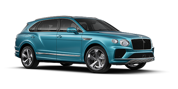Emil Frey Exclusive Cars GmbH | Bentley München Bentley Bentayga EWB SUV in Light Windsor Blue paint and 22" Five Spoke Directional Polished wheels – front 3/4