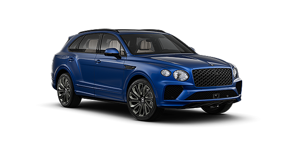 Emil Frey Exclusive Cars GmbH | Bentley München  Bentayga Artenara Edition SUV in Sequin Blue paint with 22" Mulliner Gloss black wheel front 3/4