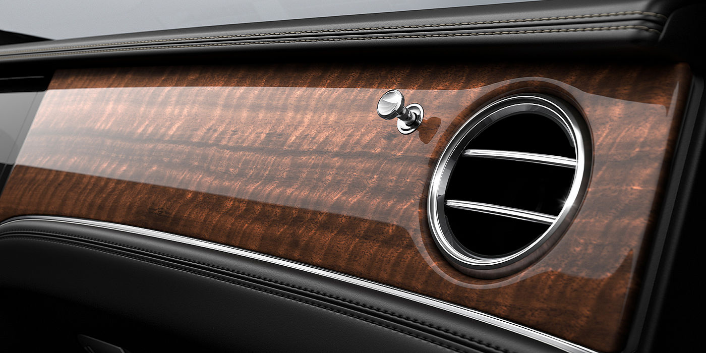 Emil Frey Exclusive Cars GmbH | Bentley München Bentley Continental GT Speed coupe Dark Fiddleback Eucalyptus veneer close up