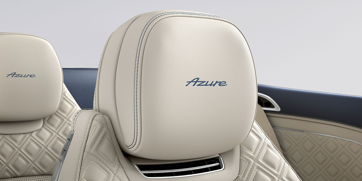 Emil Frey Exclusive Cars GmbH | Bentley München Bentley Continental GTC Azure convertible seat detail in Linen hide with Azure emblem