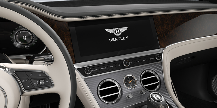 Emil Frey Exclusive Cars GmbH | Bentley München Bentley Continental GT Azure coupe centre console in Linen and Cumbrian Green hides
