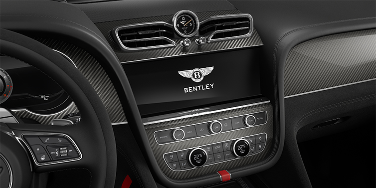 Emil Frey Exclusive Cars GmbH | Bentley München Bentley Bentayga Speed SUV centre console detail showing Bentley Wings